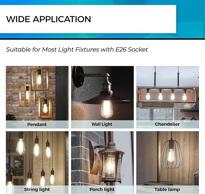 Hizashi E26 LED Bulb 60 Watt Dimmable, 4000K LED Edison Bulbs, ST19 Vintage - Image 6