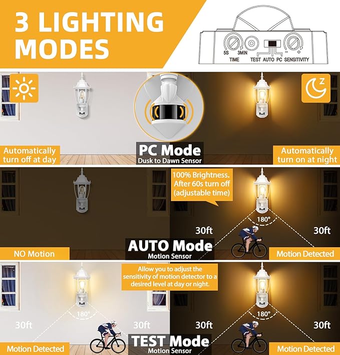 Lamomo Outdoor Wall Sconce, Dusk to Dawn Motion Sensor Light Fixtures, Exterior - Image 2