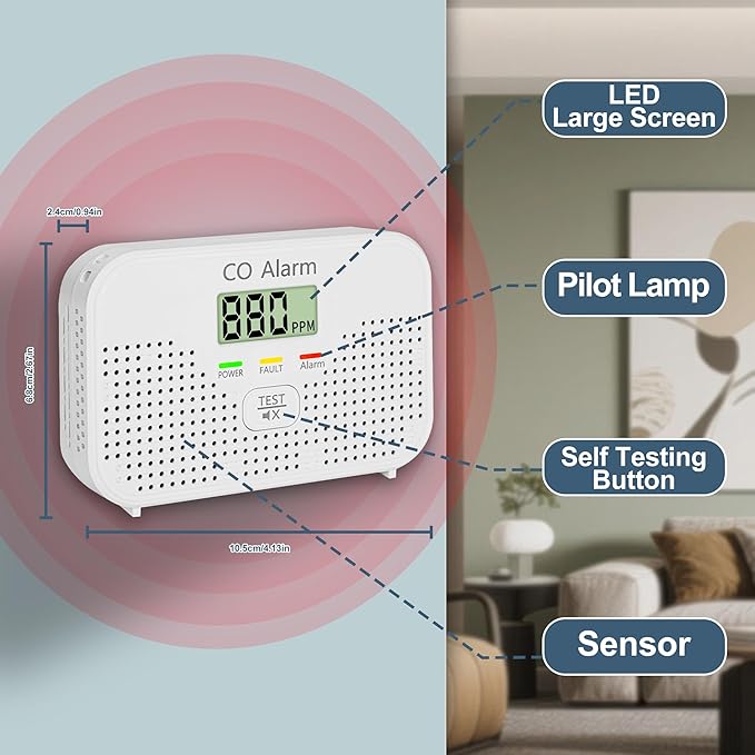 Carbon Monoxide Detector Powered by AA Battery, CO Monitoring Alarm - Image 5