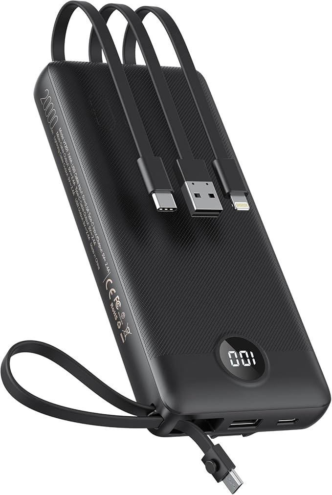 VEEKTOMX Portable Charger Built-in Cables, 20000mAh Power Bank by VEEKTOMX