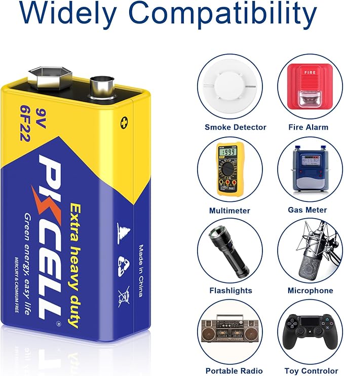 PKCELL 9V Batteries, 16 Pack 9 Volt Batteries Carbon Zinc, 9V Battery - Image 6