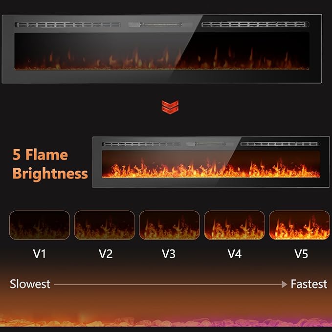 70 inch Ultra-Thin Electric Fireplace Recessed and Wall Mounted - Image 6