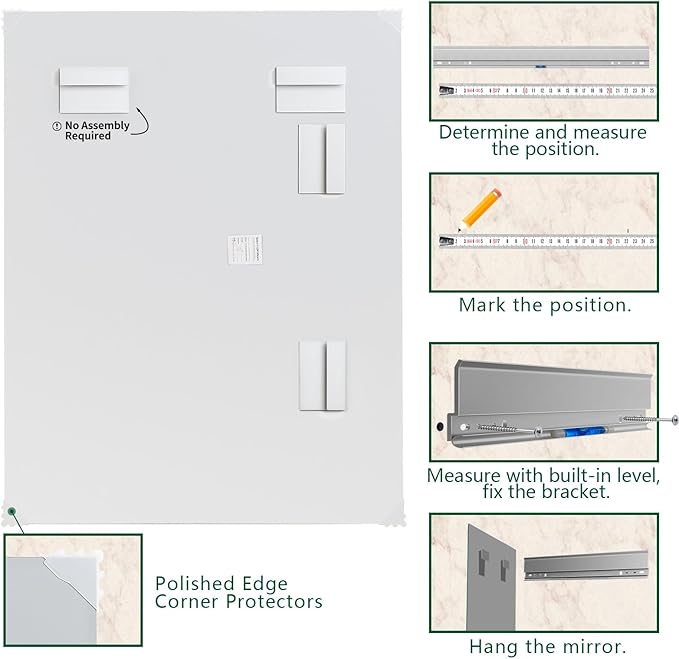 Mirrorons Frameless Mirror, Wall Mirror 48" x 30", Modern Bathroom Mirrors - Image 6