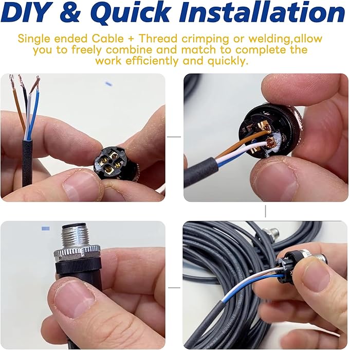 Lonlonty M8 Aviation Sensor Cable 4 Pin M8 Industrial Sensor Connector Shielded - Image 4