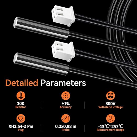 AOHIEDI 5PCS High Accuracy Temperature Sensor Probe, Premium B3950 Ntc 10k - Image 2