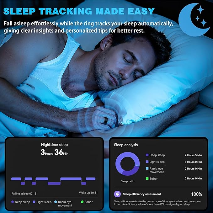 S SECRETTOP Smart Ring for Women & Men, Activity Tracker Ring, Heart Rate - Image 3