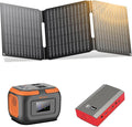 Portable Power Station with Foldable Solar Panel Charger 30W, 120W Camping by ZeroKor