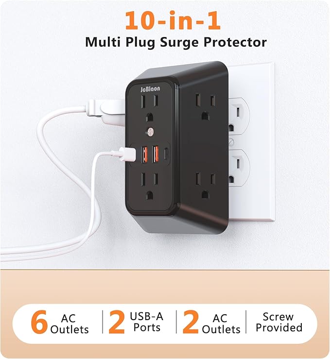 USB Wall Charger Power Strip Surge Protector - Image 2