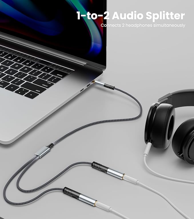 JOMLEY Headphone Splitter 3.3ft, Audio Splitter 3.5mm 1 Male to 2 Female Adapter - Image 5