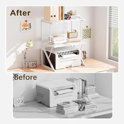 aboxoo Printer Stand for Desk, Desktop Printer Shelf Large 3-Tier Multi-Purpose - Image 2