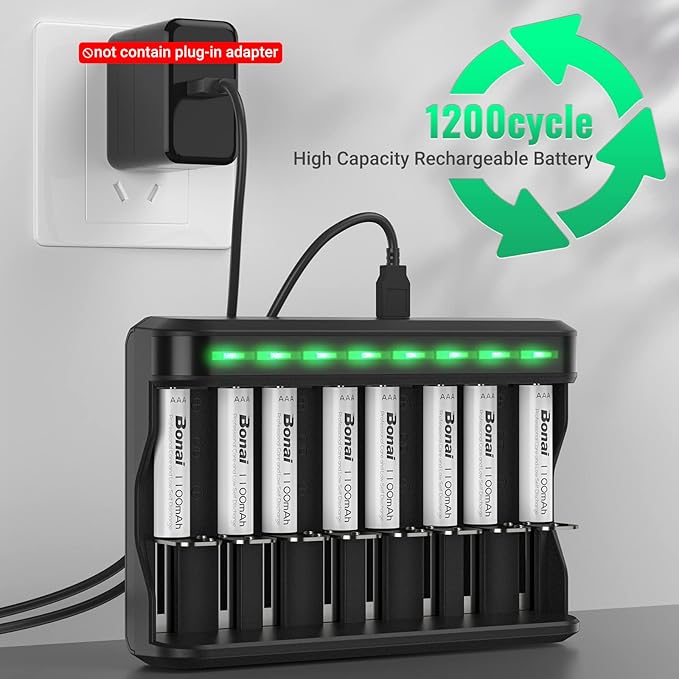 BONAI AAA Rechargeable Batteries, 8 Pack 1100mAh NiMH Batteries - Image 3
