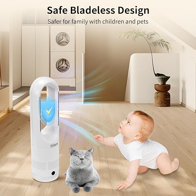 Hiluce Bladeless Fan for Bedroom, Tower Cooling Fan, 20dB Quiet, Standing Fans - Image 2