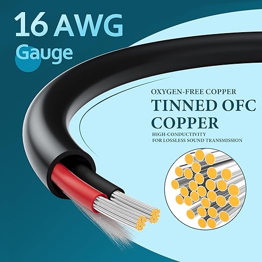 HiFind 16/2 Gauge Speaker Wire Cable 200 Ft-Tinned OFC Copper-UL CL3 Rated- - Image 3