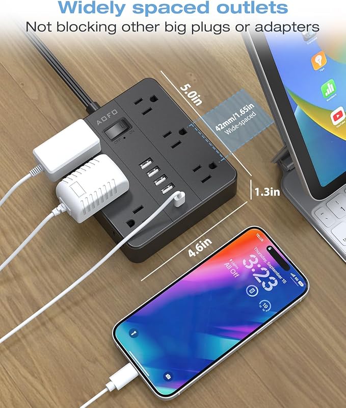 AOFO 10FT Surge Protector Power Strip, 12 AC Outlets - Image 3