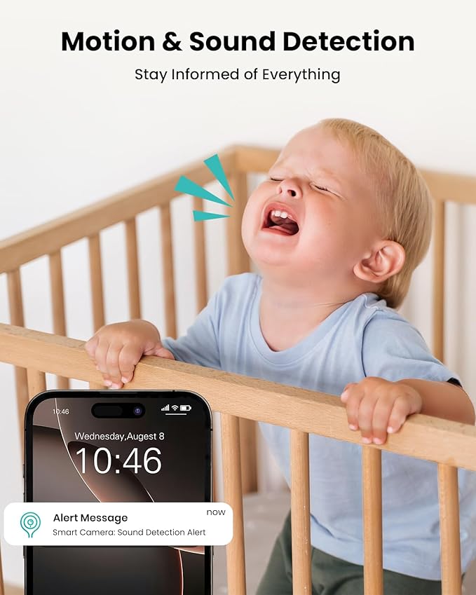 CAMSTRO 3K Indoor Security Camera, 360°PTZ Home Baby/Pet Monitor, Auto Tracking - Image 5