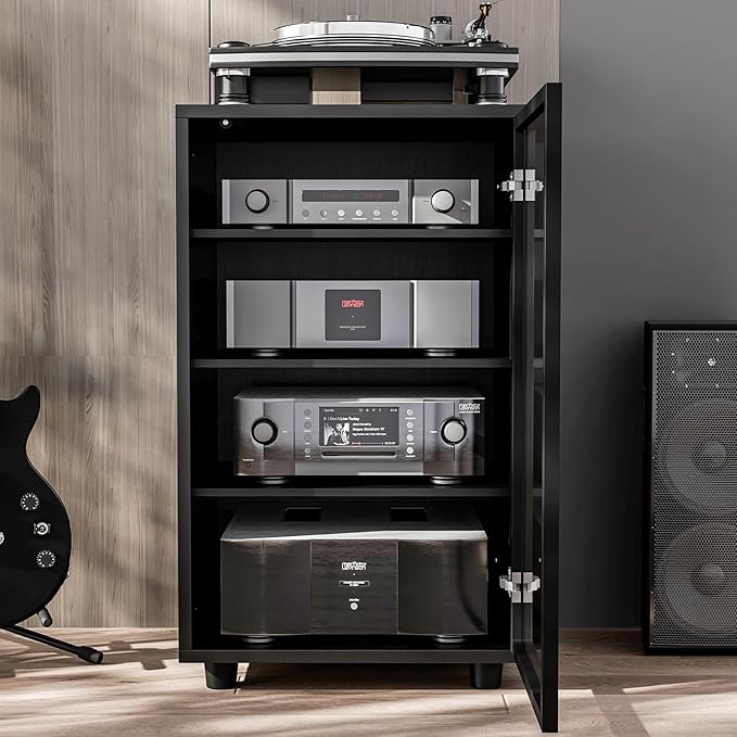 Grufle Media Storage Cabinet, Audio Video Media Stand Cabine - Image 8