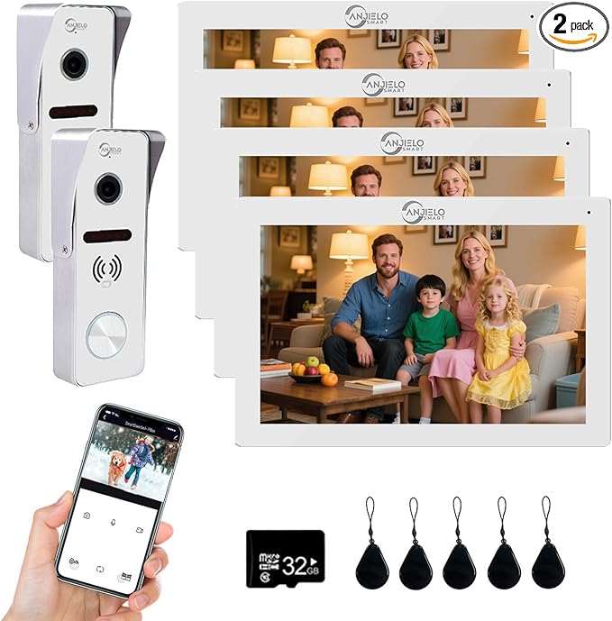 Wired Video Doorbell Intercom System 7 inch Monitor 1080P HD Camera Entry by ANJIELOSMART