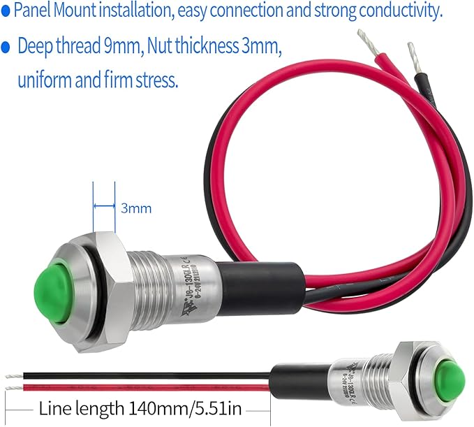 ZGSZJHF UL Listed Mini Indicator Light 8mm 0.31" Waterproof Domed Metal - Image 5