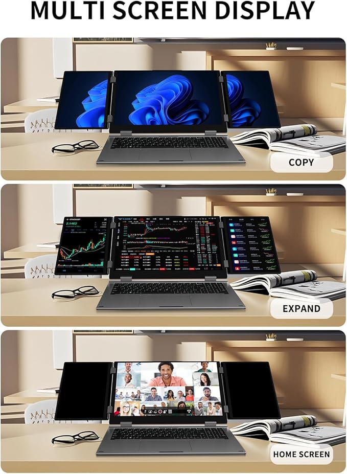KOOFORWAY Triple Screen Laptop, 16” Main + Dual 10.5” Monitors, Core i7-12700H - Image 2