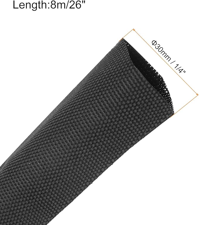 MECCANIXITY Braided Cable Sleeves Heat Shrinkable Fabric Sleeving, 1 1/4" 26ft - Image 2