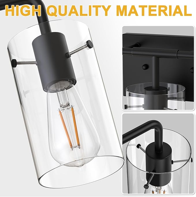 L LOHAS LED 5-Light Bathroom Light Fixtures, 33.85" Black Bathroom Vanity Light - Image 6