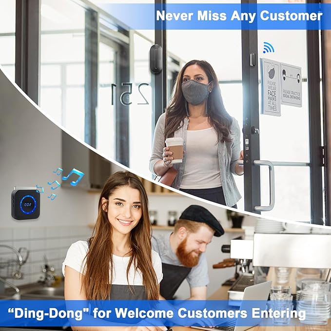 Wireless Door Chime for Business When Entering Door Chimes When Door Opens for - Image 4
