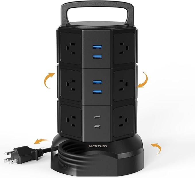 Power Strip Tower Surge Protector, JACKYLED 1625W 13A Outlet Surge Electric - Image 8