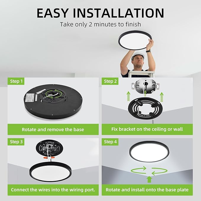 hykolity 12 Inch Selectable CCT LED Round Flat Panel Light, 24W - Image 8