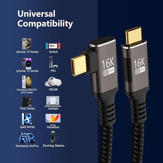 Short 90 degree USB C Cable 1FT Compatible - Image 8