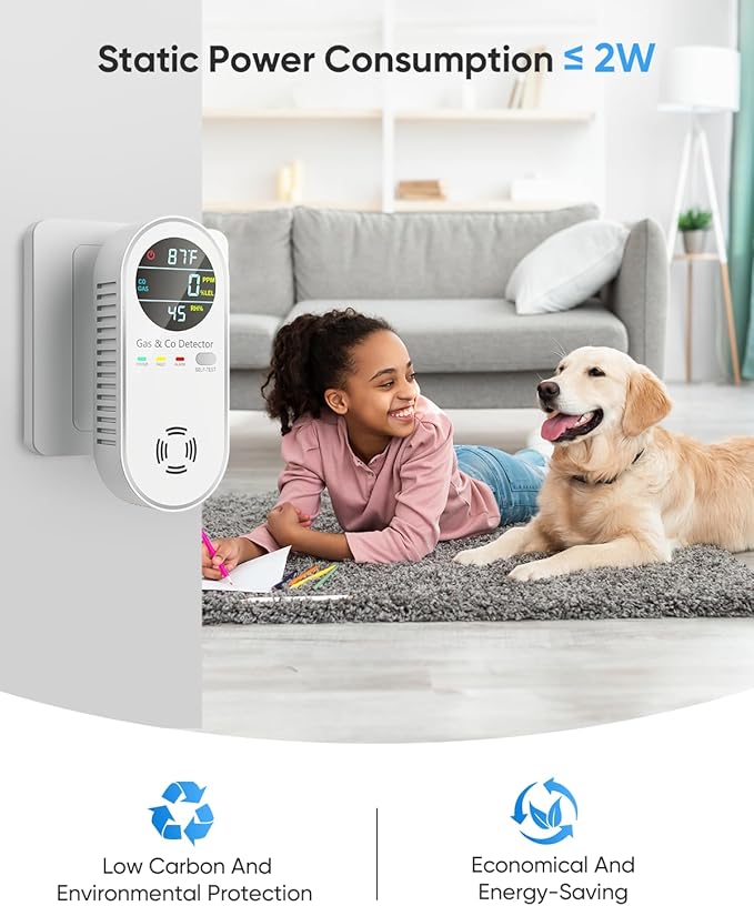 Vilfet Carbon Monoxide Detectors and Natural Gas Detector, 4-in-1 Carbon - Image 3
