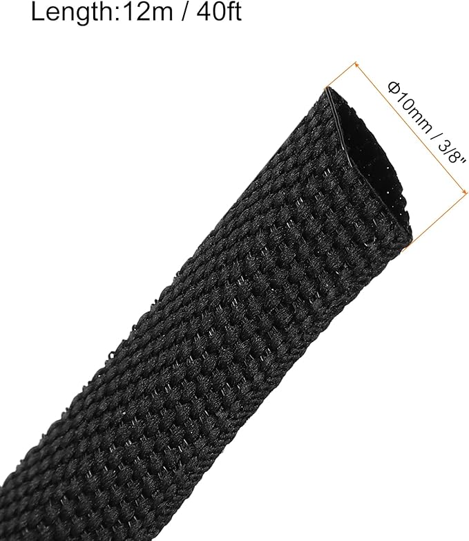 MECCANIXITY Braided Cable Sleeves Heat Shrinkable Fabric Sleeving, 3/8" 40ft - Image 2