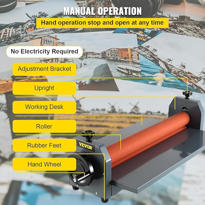 VEVOR 39 Inch Cold Laminator Machine 10mm Manual Vinyl Photo Film Cold - Image 6