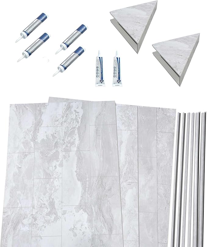 Palisade 78in x 60in x 32in Waterproof Vinyl Shower Surround Kit - Image 2