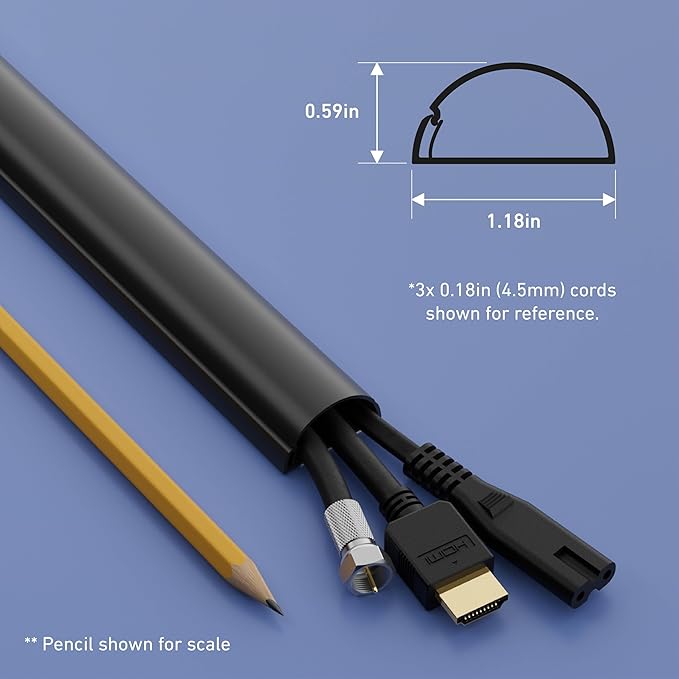D-Line 31.4in TV Cord Hider, Patented Half Round Cable Cover, Hide Wall Mount - Image 3