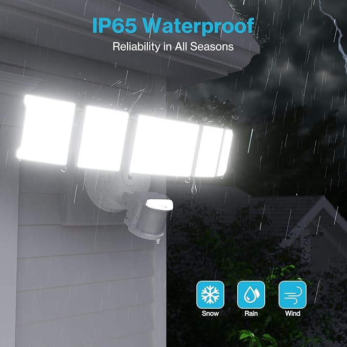 Olafus 130W Motion Sensor Outdoor Lights, 13000LM 6500K Daylight Flood Lights - Image 5