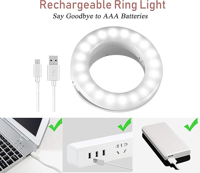 Selfie Ring Light, Oternal Ring Light Rechargeable Portable Clip-on Selfie Fill - Image 6