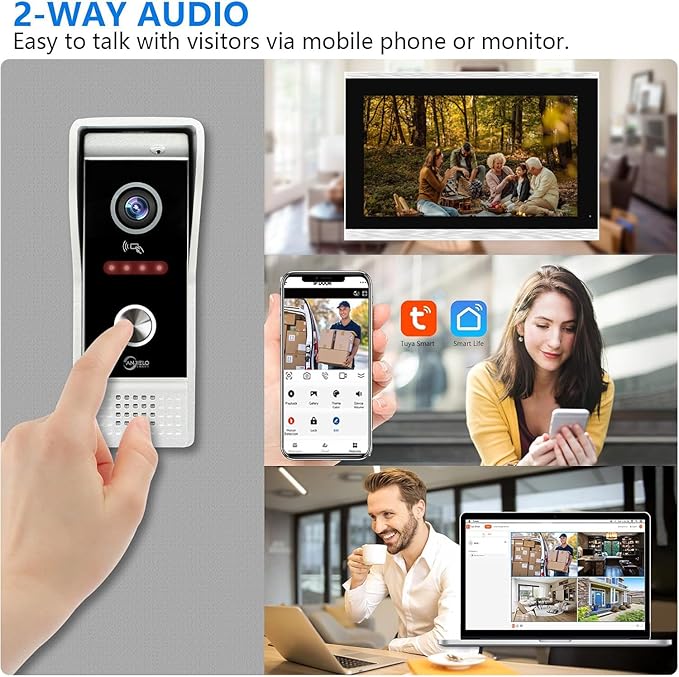 Video Doorbell Intercom System, 10 Inches Touch Screen Video Doorbell Door - Image 3