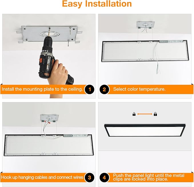 Mcacggo Black 1x4 LED Flat Panel Light Surface Mount, 5000K-4000K-3000K - Image 8