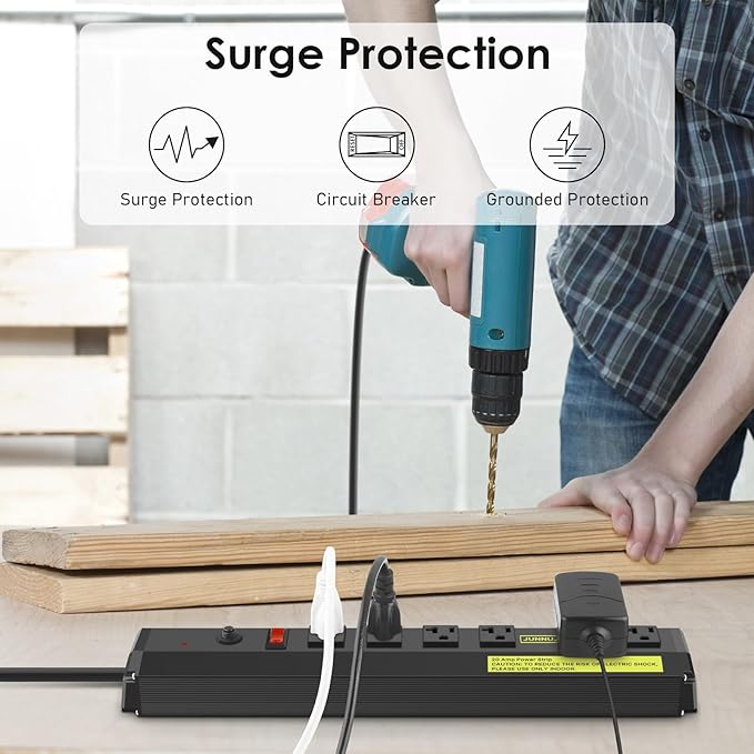 JUNNUJ 20 Amp Power Strip Heavy Duty 2 Pack, Heavy Duty 20 Amp Surge Protector - Image 6