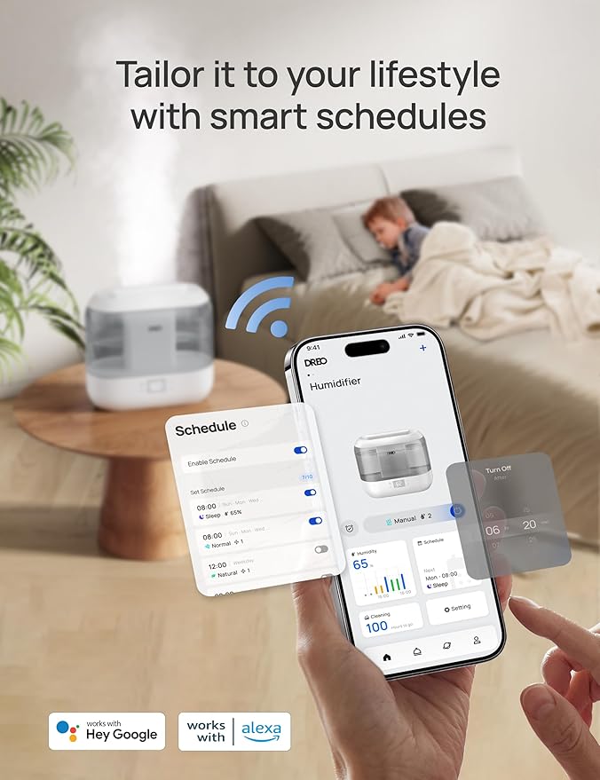 DREO Smart Humidifiers for Bedroom, Top Fill 4L Supersized Humidifier Large Room - Image 6