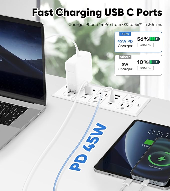 VILONG 14 in 1 Recessed Power Strip - Image 3