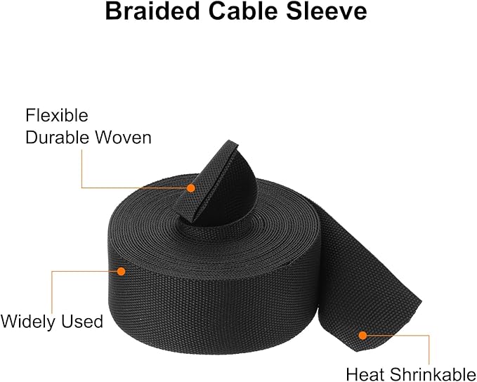 MECCANIXITY Braided Cable Sleeves Heat Shrinkable Fabric Sleeving, 1 3/8" 26ft - Image 4