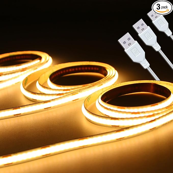 UVTaoYuan Led Strip Lights 5V USB Short COB LED Strip Light 3Pack 3000K Warm by UVTaoYuan