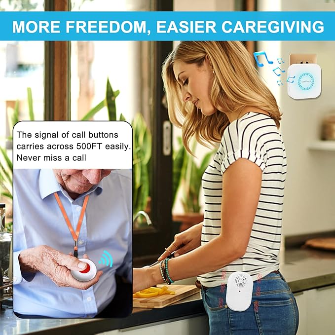 CallToU Caregiver Pager Call Button Elderly Wireless Call Button Vibration - Image 2