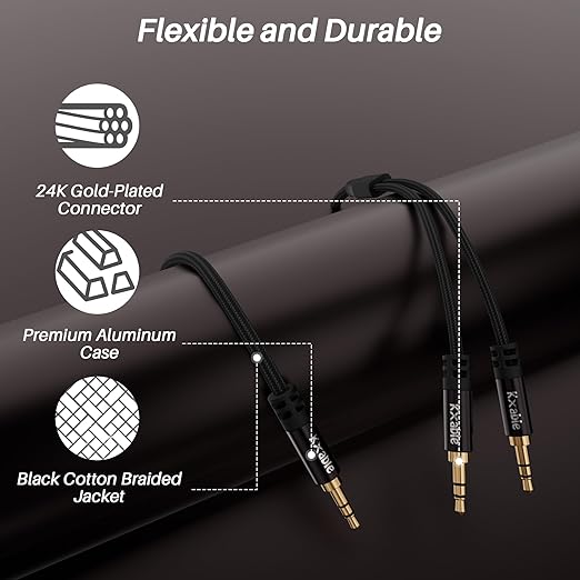 Kxable 1/8 Inch TRS Stereo Y Splitter Cable 6FT, 3.5mm Male to 2-Male - Image 7