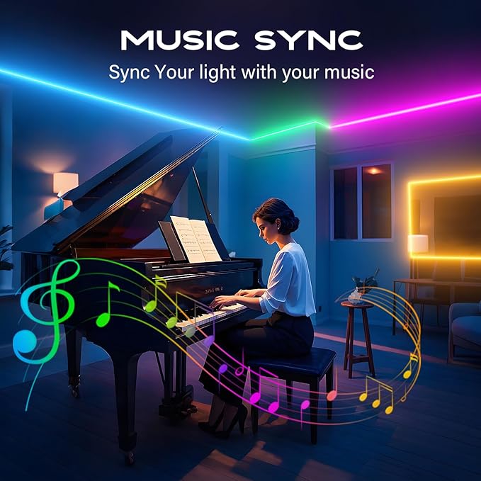 CHARKEE LED Strip Lights 110ft, Music Sync RGB LED Strip Lights - Image 4