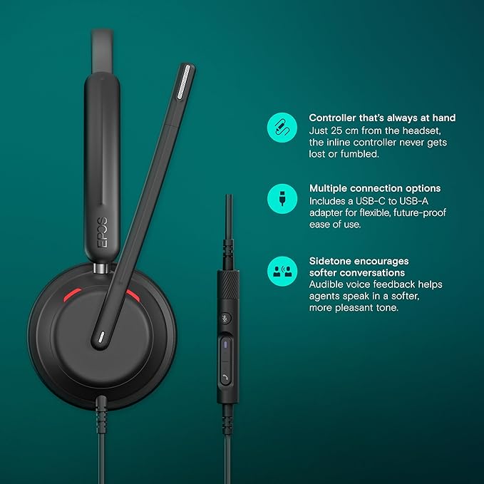 EPOS Impact 760 Dual-Sided USB-C and USB-A Wired Office Headset - Image 3