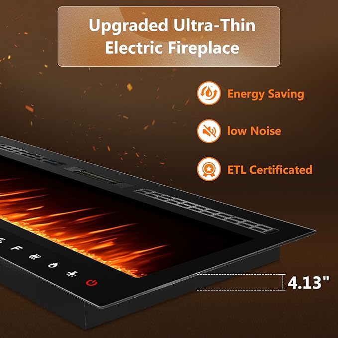 90 inch Ultra-Thin Electric Fireplace Recessed and Wall Mounted - Image 6