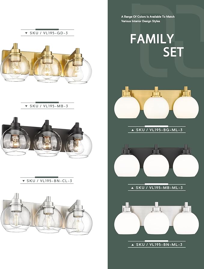 METWET Bathroom Light Fixtures, 3-Light Brushed Gold Vanity Light, Modern Wall - Image 6