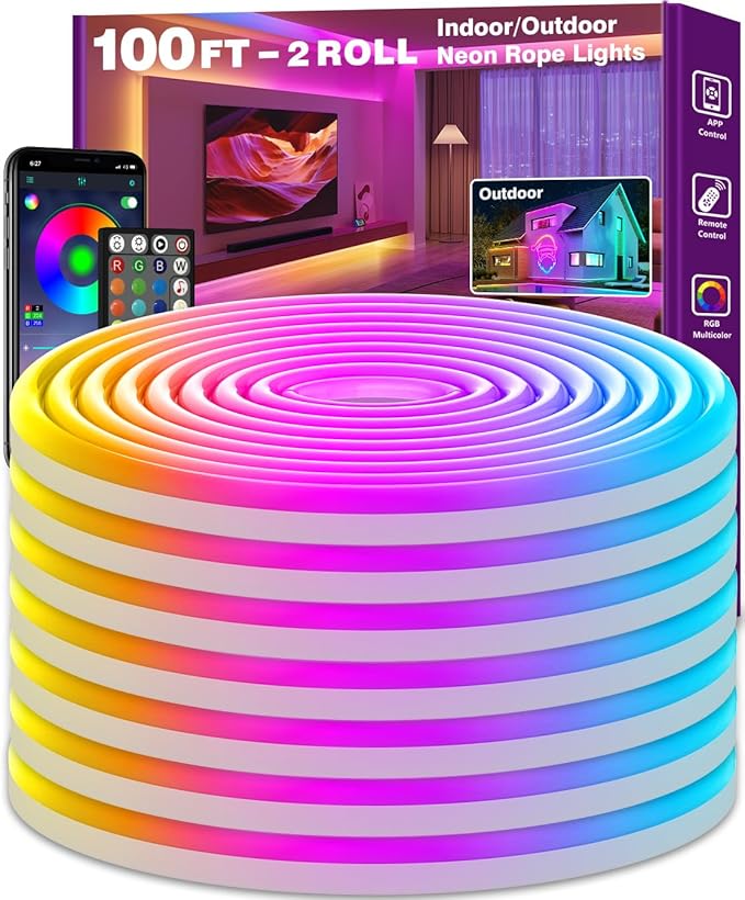 SINLEY Led Neon Rope Lights 100FT, Control by Unknown